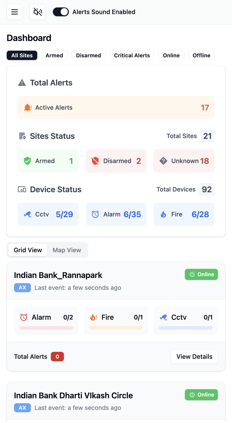 Security dashboard overview